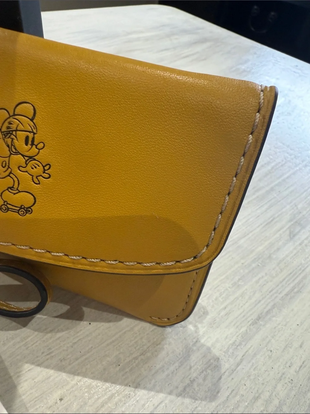 Coach Disney X Mustard Yellow Leather Mickey Wristlet